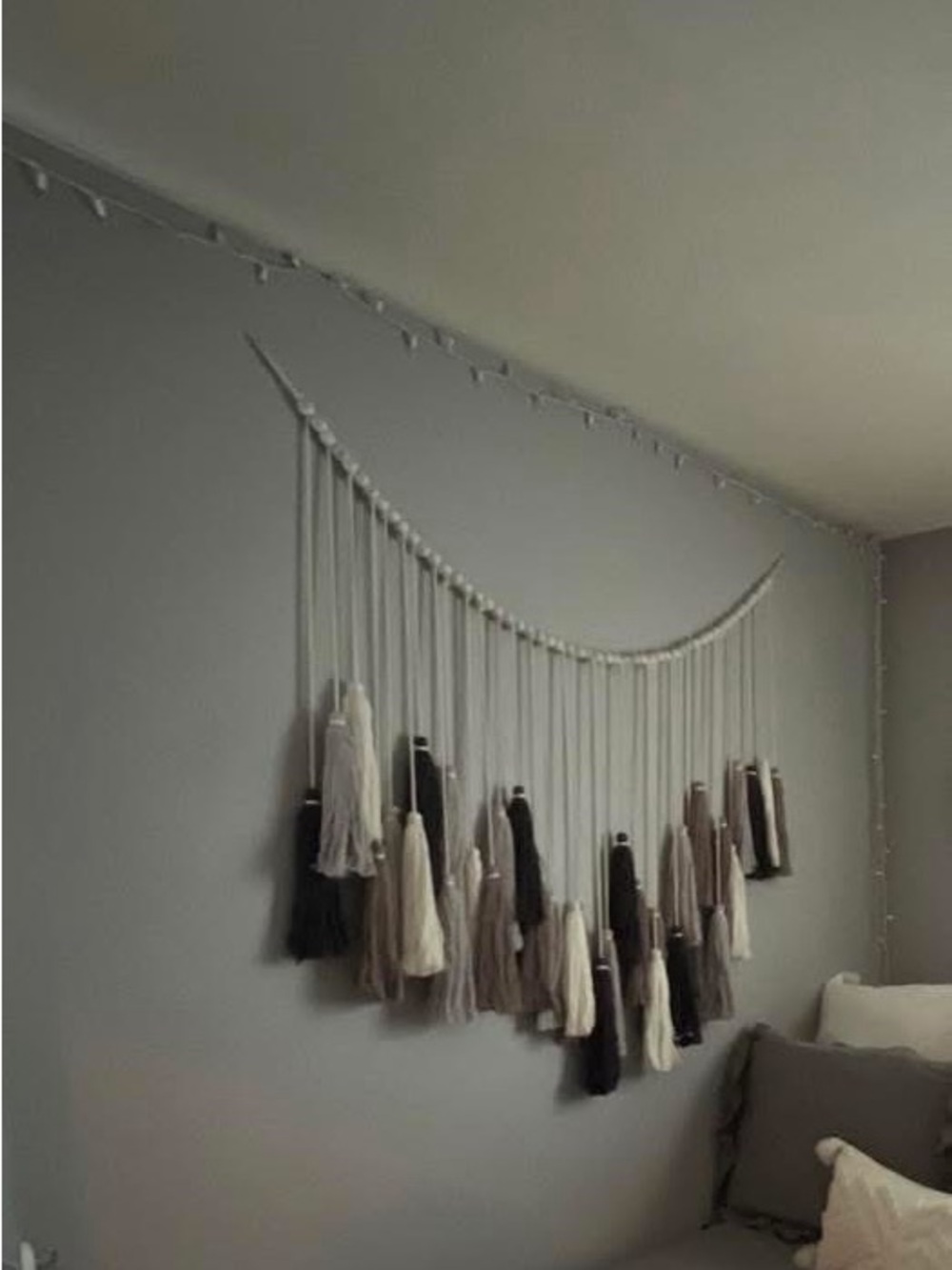 Pottery Barn Teen Tassel Wall Hanging - Gray, Cream & Black